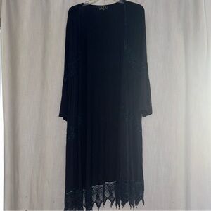 POL Kimono Women M navy Duster Festival Romantic Boho Hippie crochet lace